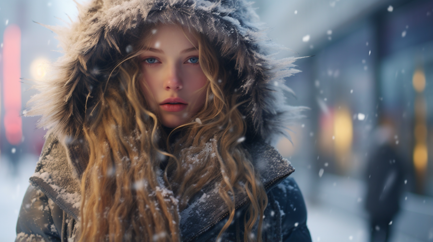 Une charmante jeune fille rayonne de bonheur alors qu'elle profite de l'hiver, enveloppée dans des vêtements chauds, entourée de la magie de la saison froide 