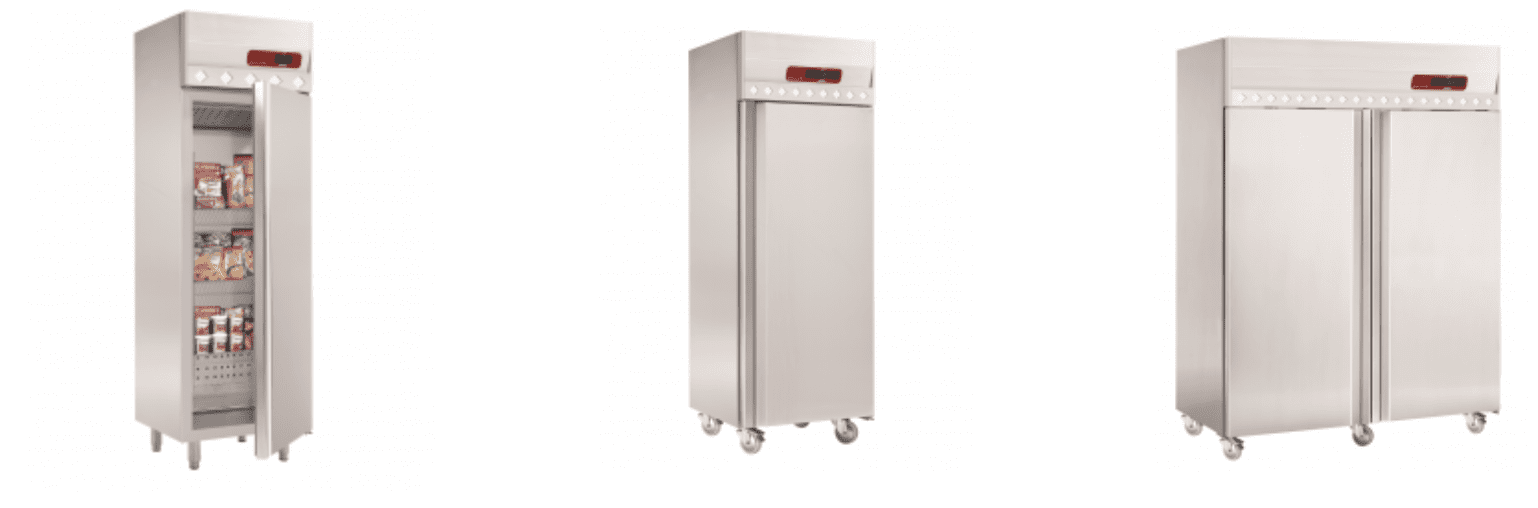 L'image présente un modèle d'armoire congélateur, spécialement conçu pour offrir un stockage optimal aux aliments surgelés.  